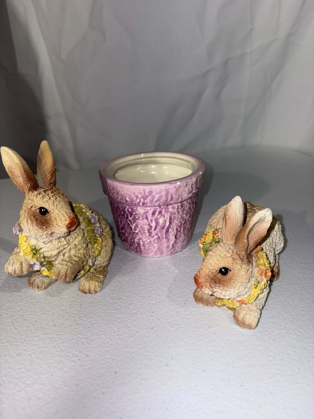 As Is" Set of 3 Sisal Bunnies with Vegatables by Valerie - ,